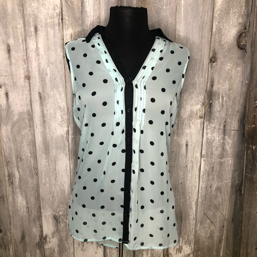 Sheer polka dot button up